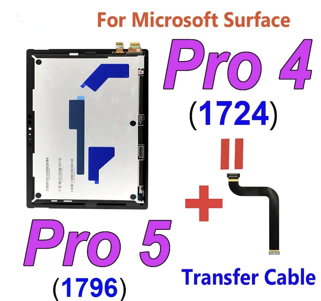 Replacement 12.3 inches Pro5 1796 LCD Display Touch Screen Digitizer Assembly with   for Microsoft Surface Pro4 1724 +cable