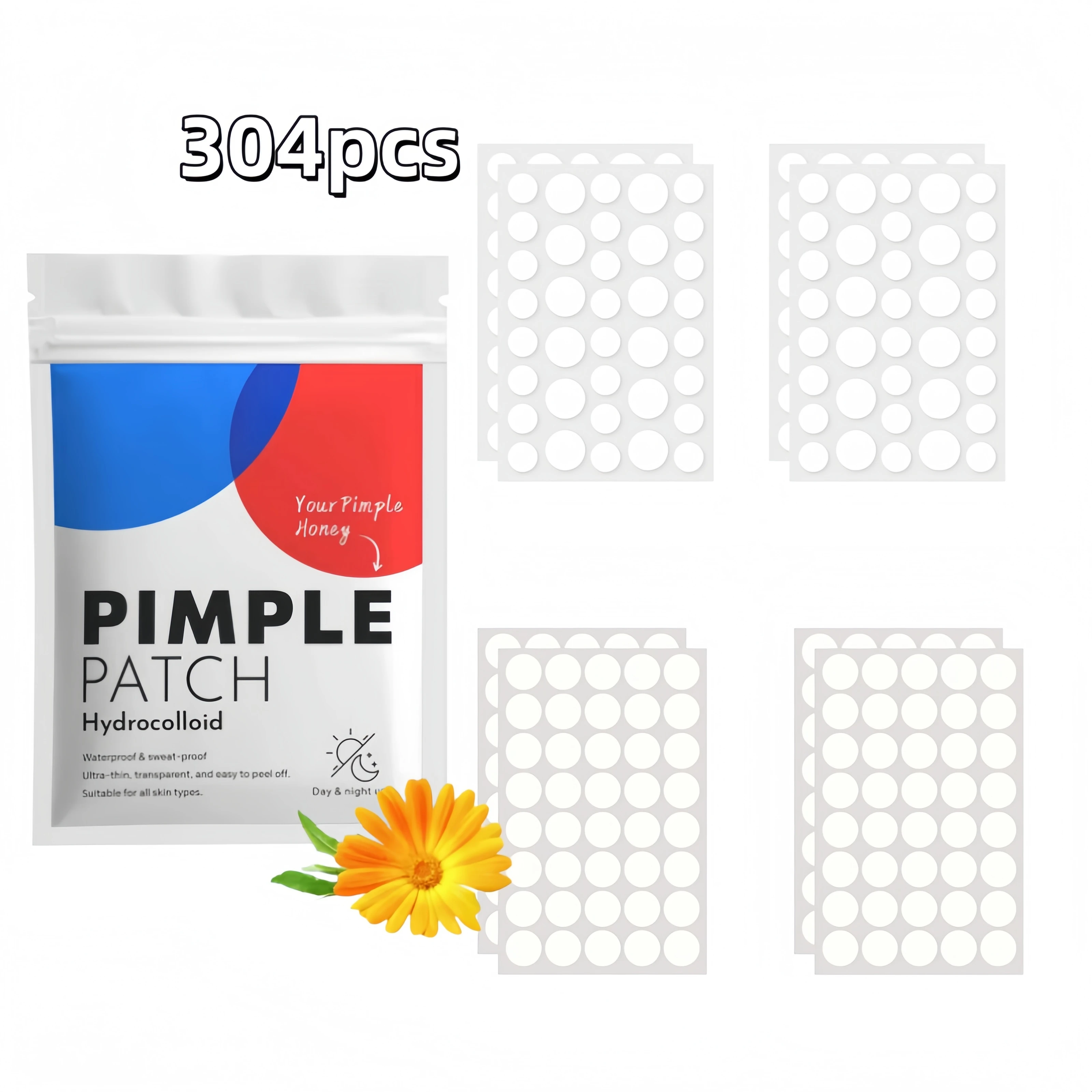 Pimple Patches for Face 152/304/608Pcs Hydrocolloid Acne Patch Invisible Waterproof Ultra Thin Spot Stickers