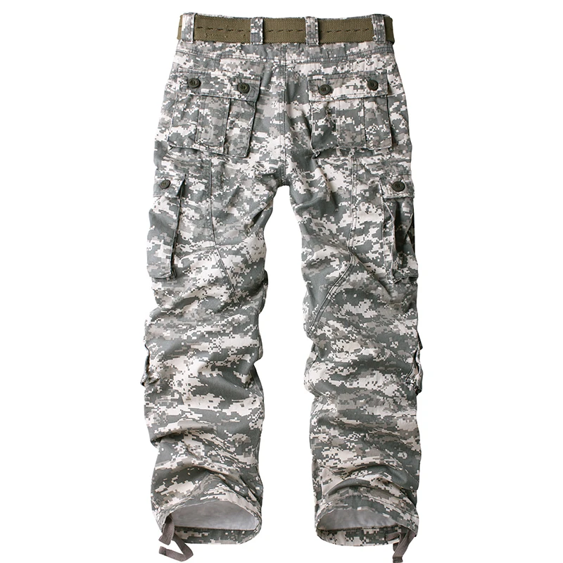 AKARMY Men's Wild Cargo Pants, Camo Pants Cotton Casual Work Hiking Pants with 8 Pockets(No Belt)