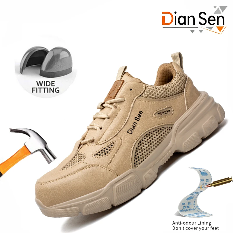 

Легкие дышащие защитные ботинки со стальным носком, мягкий верх, всесезонная повседневная обувь для походов, рабочие ботинки для мужчин