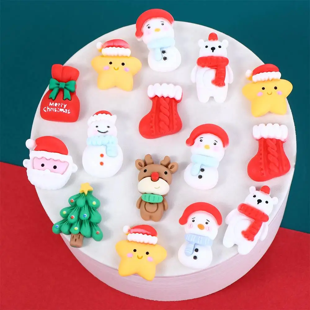 Santa Claus สําหรับ DIY Hairpin ทํากระจกการ์ตูน Home Embellishments DIY Art วัสดุปีใหม่เครื่องประดับคริสต์มาสแพทช์