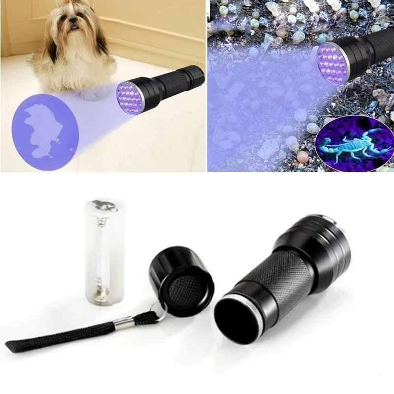 Mini Blacklight Invisible Ink Marker 21LED 12LED UV Ultra Violet LED Flashlight Torch Light 3xAAA Batteries powered
