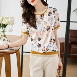 Trendy printing short Sleeve T-shirts for ladies Fashion women Tees 2024 Spring Summer T-shirts Casual Tops