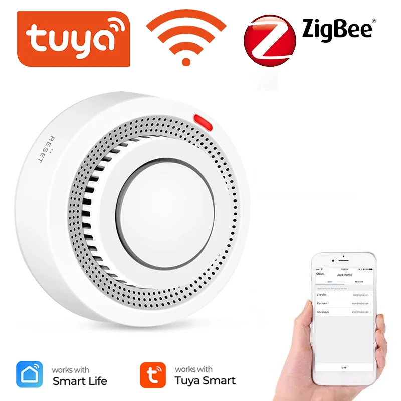 

Tuya ZigBee WiFi Smoke Detector Home Security Protection System Smoke Fire Alarm Sensor Via Tuya Smart Life App Remote Control