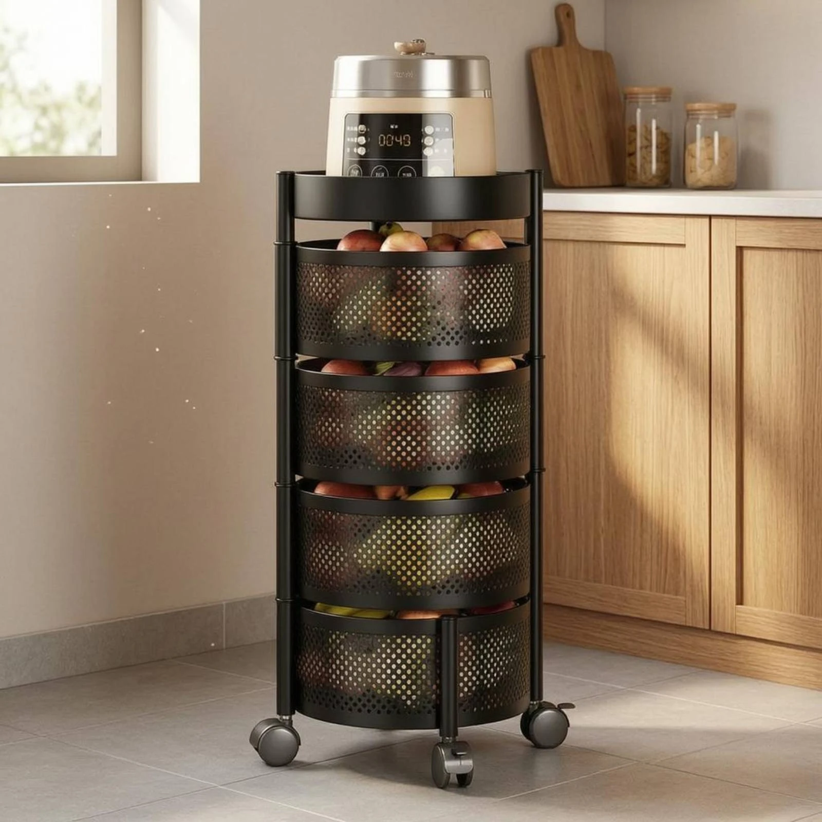 Rotating Storage Wheeled Organizer Caster Wheels Rolling Storage Wheeled Organizer Space-Saving Easy Reach