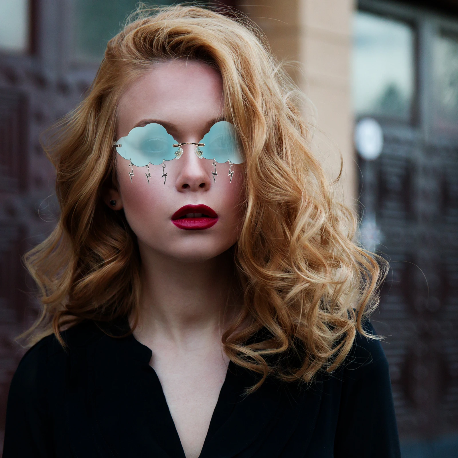 

Irregular Sunglasses Cloud Shaped Eyewear Photo Props Prom Rimless PC Creative Design Stylish Colorful Party Vacation