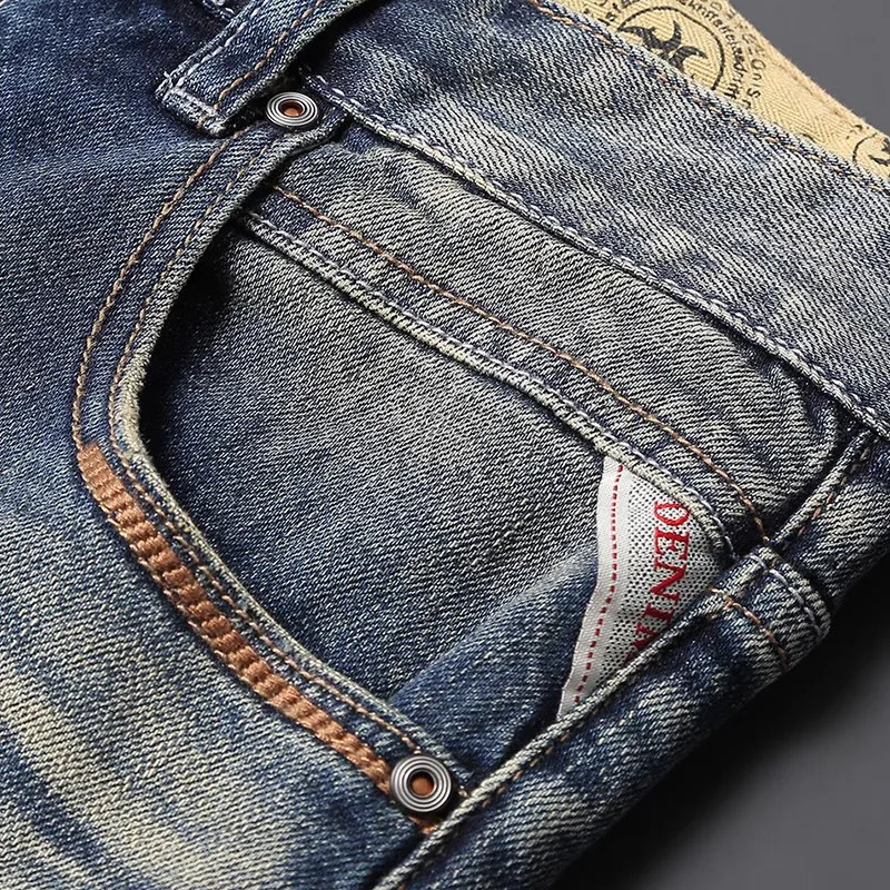 Summer Fashion Designer Men Jeans High Quality Retro Washed Elastic Slim Fit Ripped Short Jeans Vintage Casual Denim Shorts Men