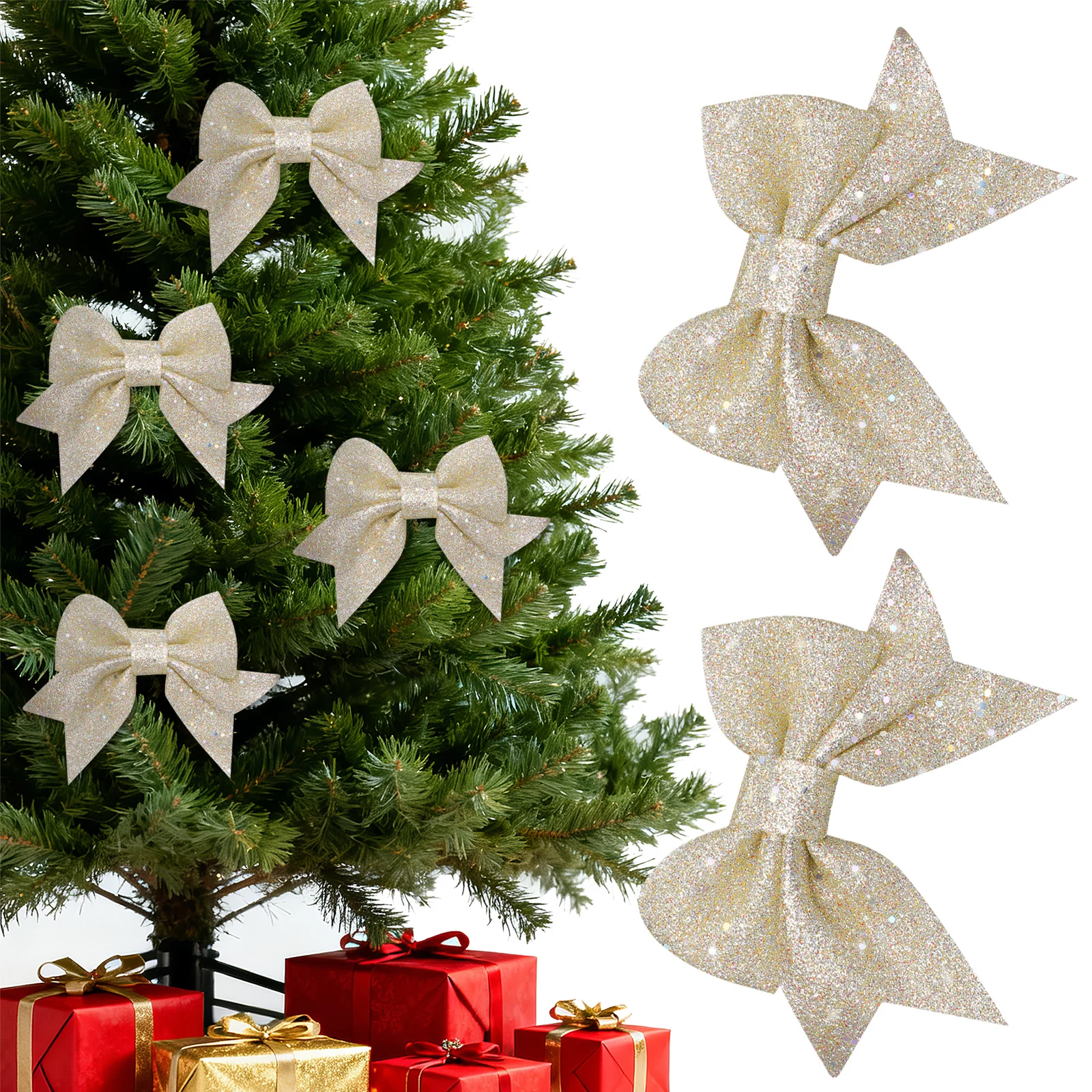 

6 Pcs Bow Ornaments for Christmas Tree Decorations Bowknot Bow- Hanging Pendants