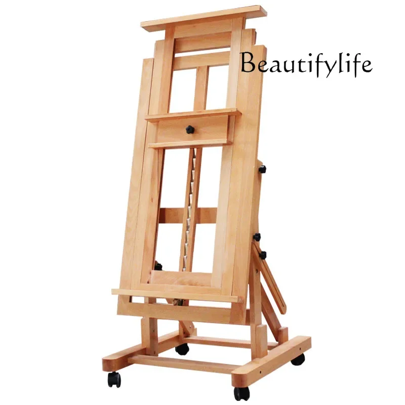 High-Grade Beech Balance Large Easel Oil Painting Easel Flat Dual-Purpose Drawing Board