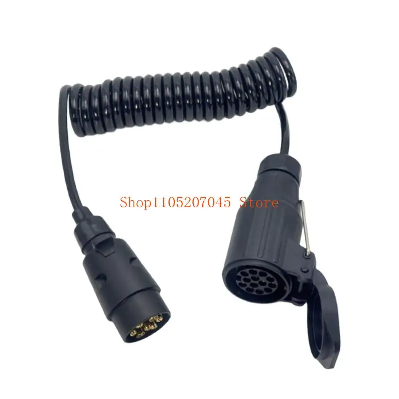

37cd 7 Way to 13 Pin Trailer Wiring Harness 12V ABS Spring Coiled Cord for RVs Campers Towing Connector Cable