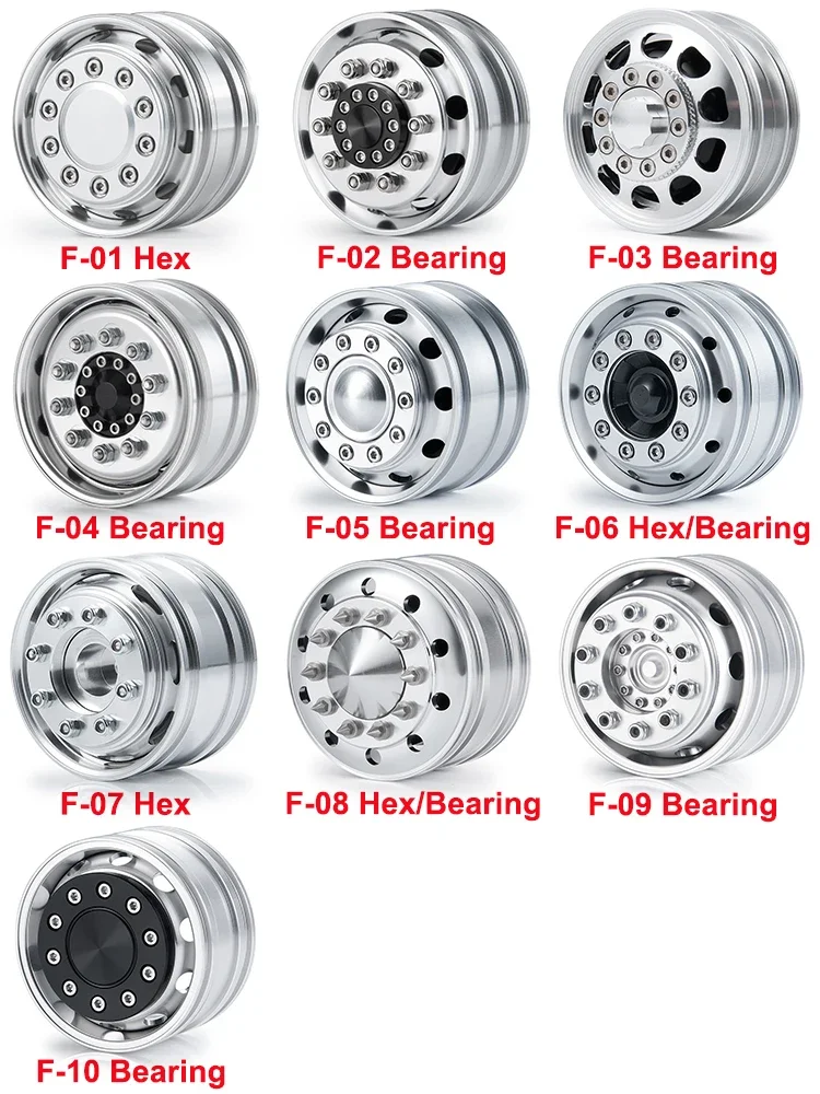 AXSPEED 2Pcs Alu Alloy Front Wheel Hub Power/Unpower Wheel Rim for 1/14 Tamiya Truck Trailer Tractor Cargo Upgrade Parts