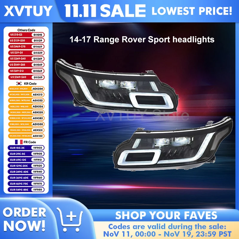 

Фары для Range Rover Sport 2014-2017 2/4 глаза светодиодные Land Rover в сборе внедорожник передние фонари указатель поворота автоаксессуары