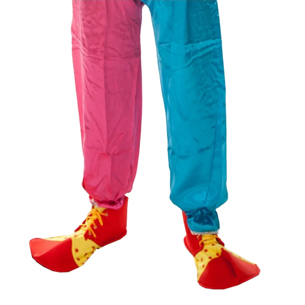 Coppia di scarpe da clown rosse oversize in tessuto con cordino regolabile per scarpe da clown di carnevale in maschera per feste in costume di Halloween