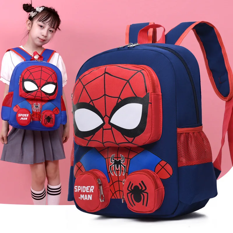 Mochilas de Spiderman para estudiantes, Bolsa Escolar de superhéroes, dibujos animados, Hello Kittle, 3D, estéreo, mochila de guardería, bolsa de viaje para niños