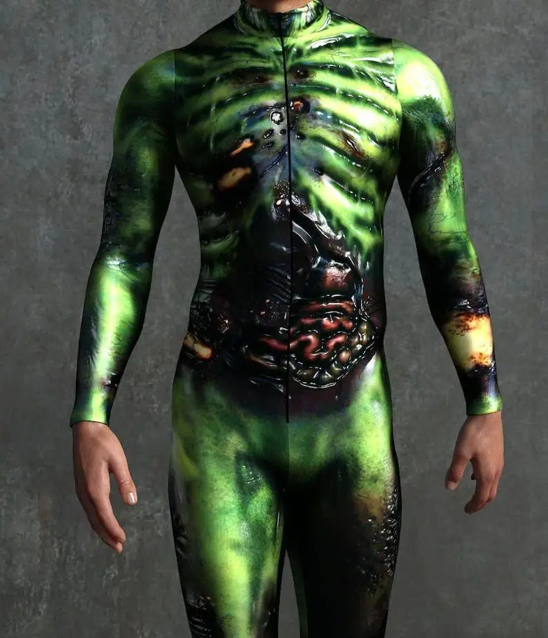 Halloween Herren Sexy Schlangenleder-Optik Cosplay Jumpsuit Tier-Bodysuit Festival Zentai-Anzug Themenparty Catsuits Rave-Outfits Neu – Detail 7