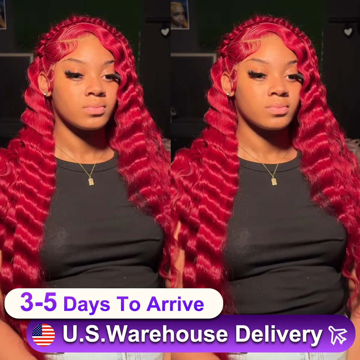 Red Lace Front Wig 13x6 Hot Red Deep Wave wig for Women Pre Plucked 24 Inch Long Wavy Lace Front Wig 210% Density Heat Resistant