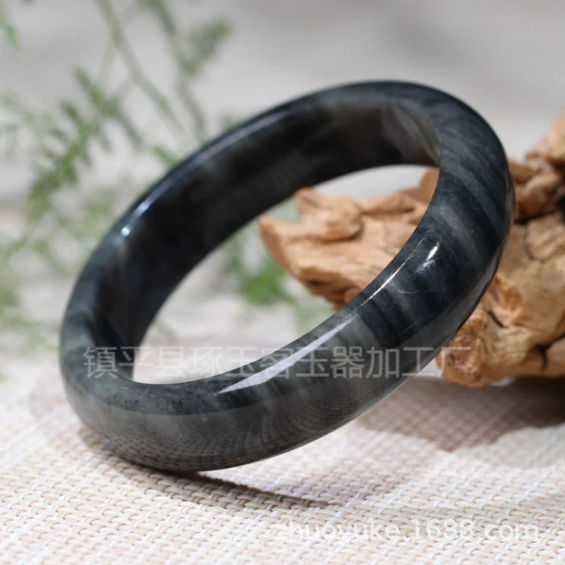 Jade bracelet manufacturer wholesales natural black and blue jade bracelets, new jade bracelets with ink painting designs, suita