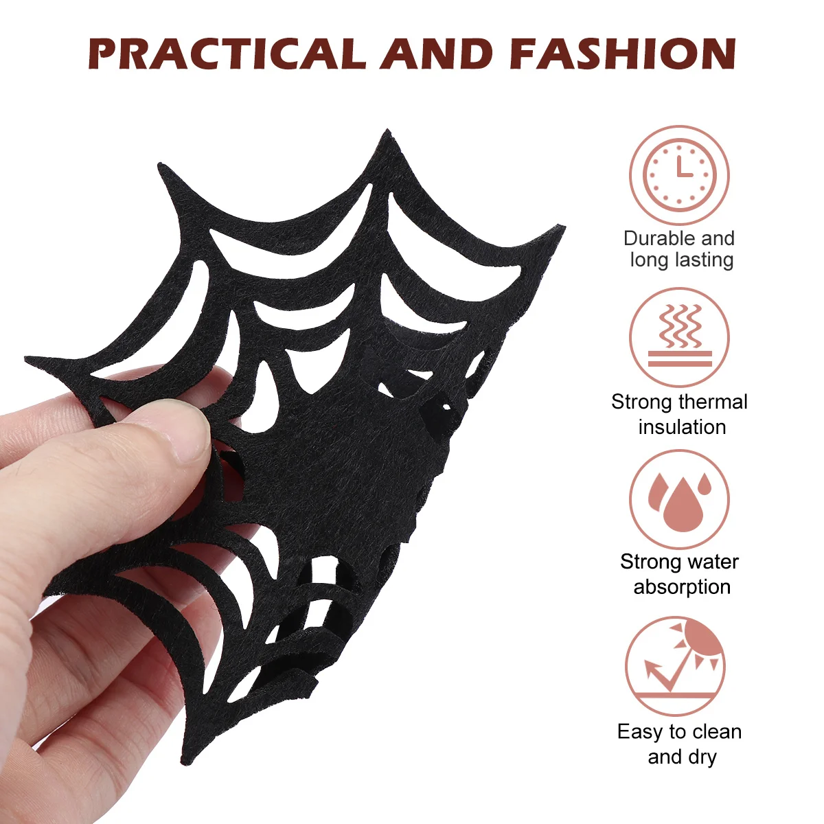 

10Pcs Halloween Spider Web Coasters Placemat Nonwoven Heat Resistant Table Protection Party Decoration Holiday Table Coasters