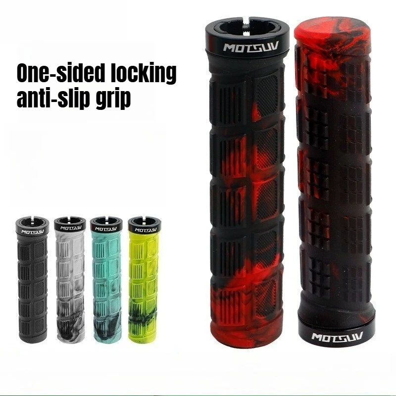 Mountain Bike Handlebar Grips Dual Color Aluminum Alloy Locking Rubber Anti Slip Ergonomic Design for Road Cycling Comfortable image 2