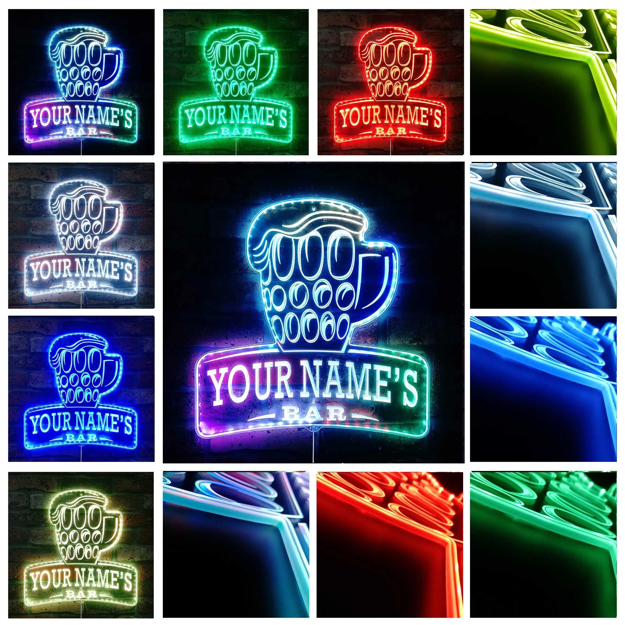 Personalized Home Bar Bar Mug RGB Dynamic Glam LED Sign st06-fnd-p0066-tm