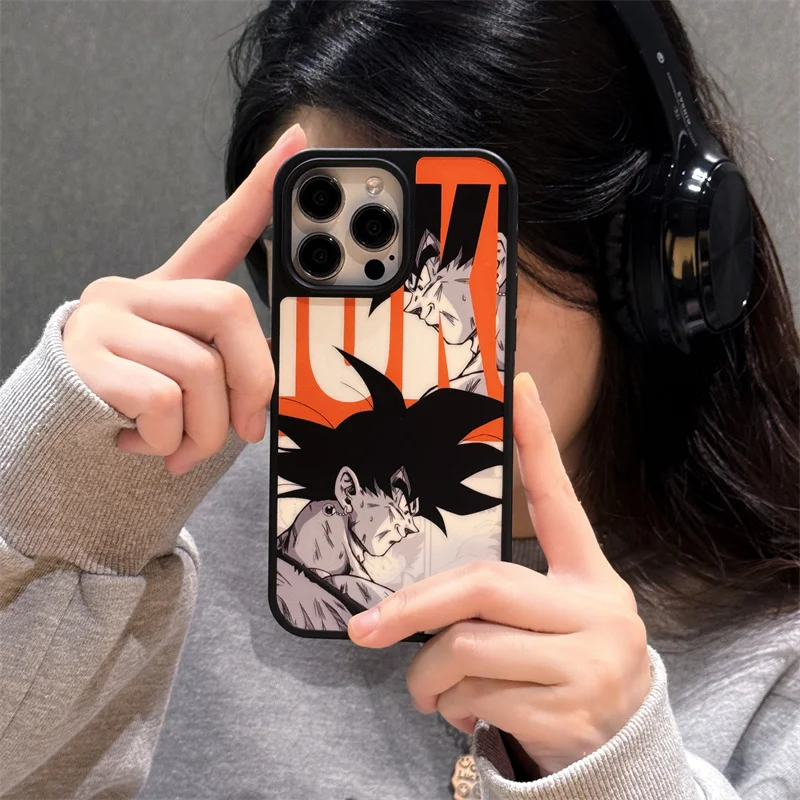 Luxury Dragon Ball Vegeta Goku Shockproof Case For iPhone 16 15 14 13 12 Pro Max Cartoon Anime Matte Shockproof Protective Cover