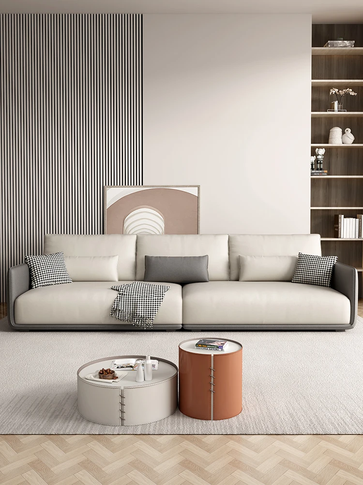 

Technology fabric sofa, modern and minimalist living room, small layout, straight row, Nordic internet celebrity