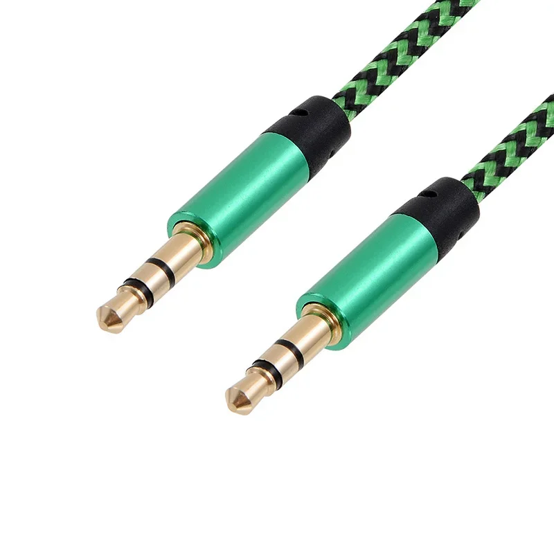 1m Nylon Jack Aux Cable 3.5 mm to 3.5mm Audio Cable Male to Male Kabel Gold Plug Car Aux Cord for iphone Samsung xiaomi