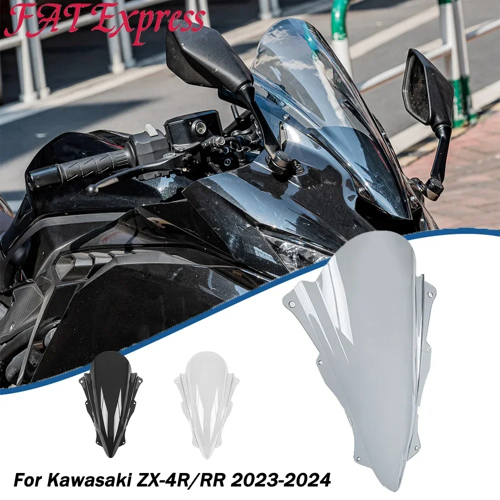 

Motorcycle Windscreen Double Bubble Windshield Wind Deflector For Kawasaki Ninja ZX-4R ZX-4RR 2023 2024 ZX4R ZX4RR Accessories