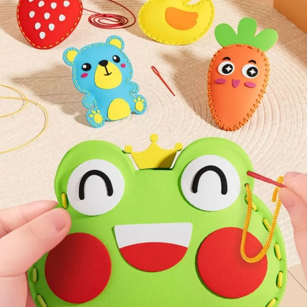 Pacote de material de brinquedo educacional saco de artesanato sapo pato animal bolsa dos desenhos animados brinquedo diy saco artesanal crianças