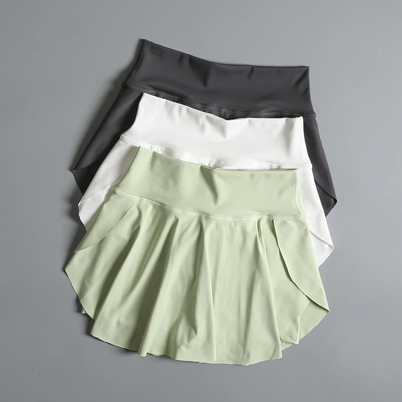 High Waist Badminton Sports Skirt Women's Summer New Anti Exposure Running Fitness Skirt Yoga Exercise Half Skirt Pants