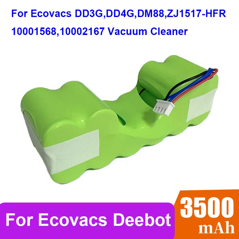 12V Ni-MH Battery Replacement for Ecovacs 10001568 10002167 DD3G DD4G DE5G DD35 DG710 DM88 ZJ1517-HFR Robotic Vacuum Cleaner