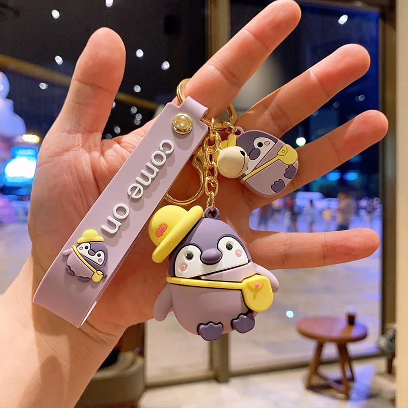 Kawaii Key chain Penguin Anime Keychain Female Cute Doll Car Key Ring Bag Pendant Phone Charm Couple Gift For Women