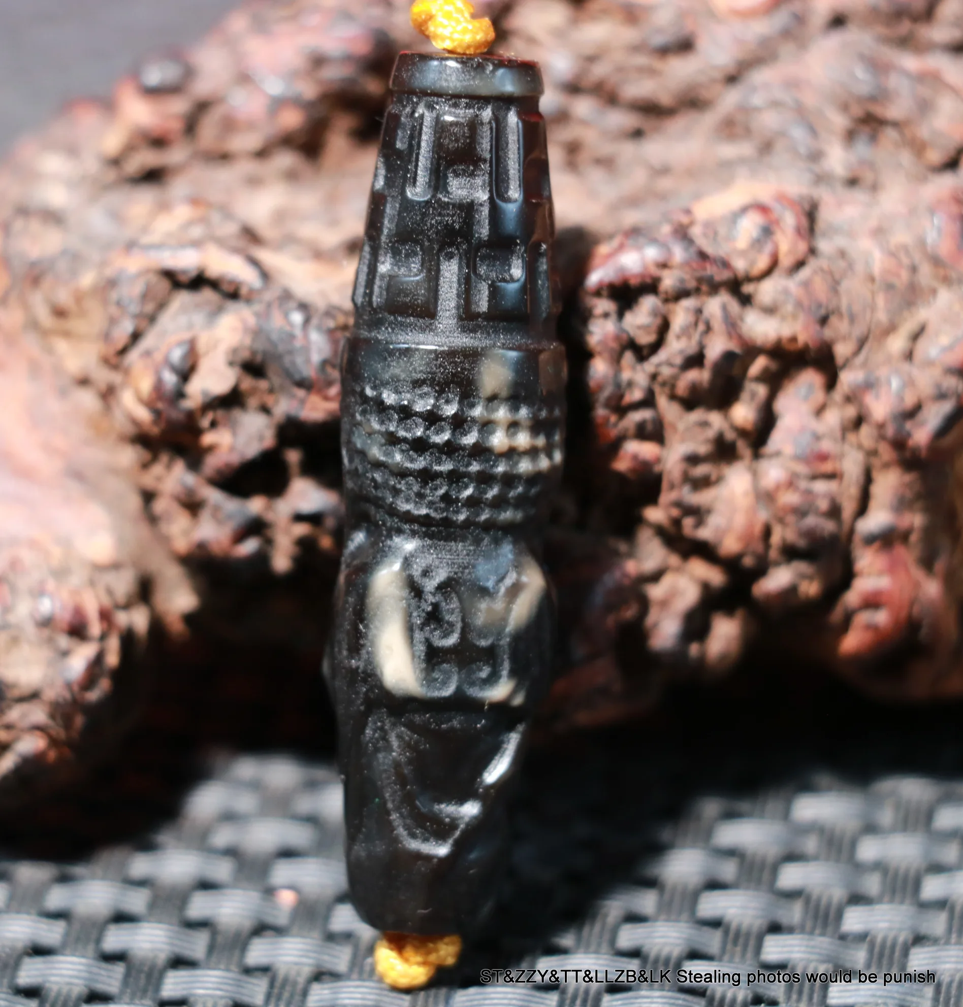 Magic Power Energy Tibetan Old Agate Happy Buddha Sculptural dZi Bead Carving Pendant LKbrother Talisman UPD0630A017