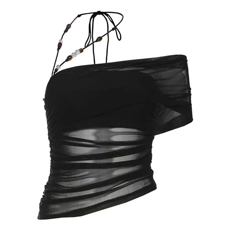 2025 summer sexy slim shoulder top high waist temperament hip skirt cw26925