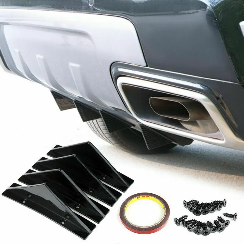 

4Pcs Universal Bumper Diffuser Lip Separator Shark Fin Trim Cover Car Exterior Retrofit Spoiler Small Surround Chassis Trim