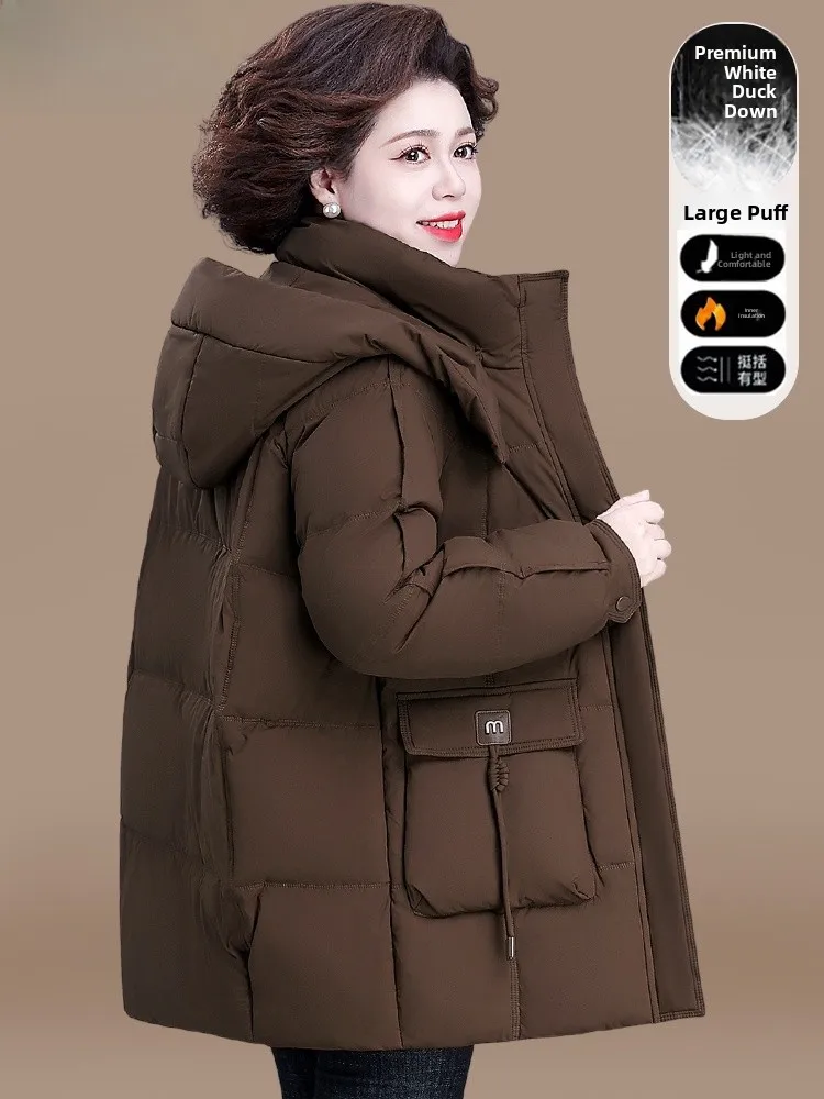 

Thiened down Jaet Winter Outerwear for Mom Middle-Aged And ly Women 50 Years Old plus Size Faionable Korean Sle
