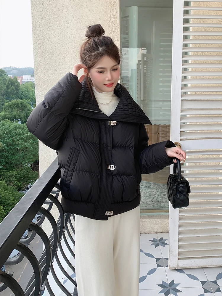 

Sli Unique Women's down Jaet Quilted Puffer Coat White Du down Collar Stand up Winter Outerwear Faionable Trendy