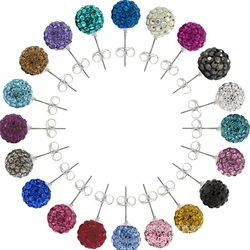 10 Pairs Sparkle Clay Rhinestone Ear Stud 10mm Crystal Pave Disco Ball Earrings