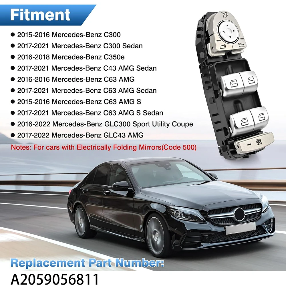 

Car accessories A2059056811 For Mercedes Benz C Class W205 S205 X253 C200 C300 Car Power Window Switch Master Panel Black Base