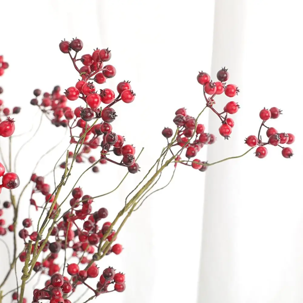 Simulazione mirtillo rosso fiori finti decorazioni per la casa bacche natale festa di nozze decorazione della tavola rami di mirtillo artificiale