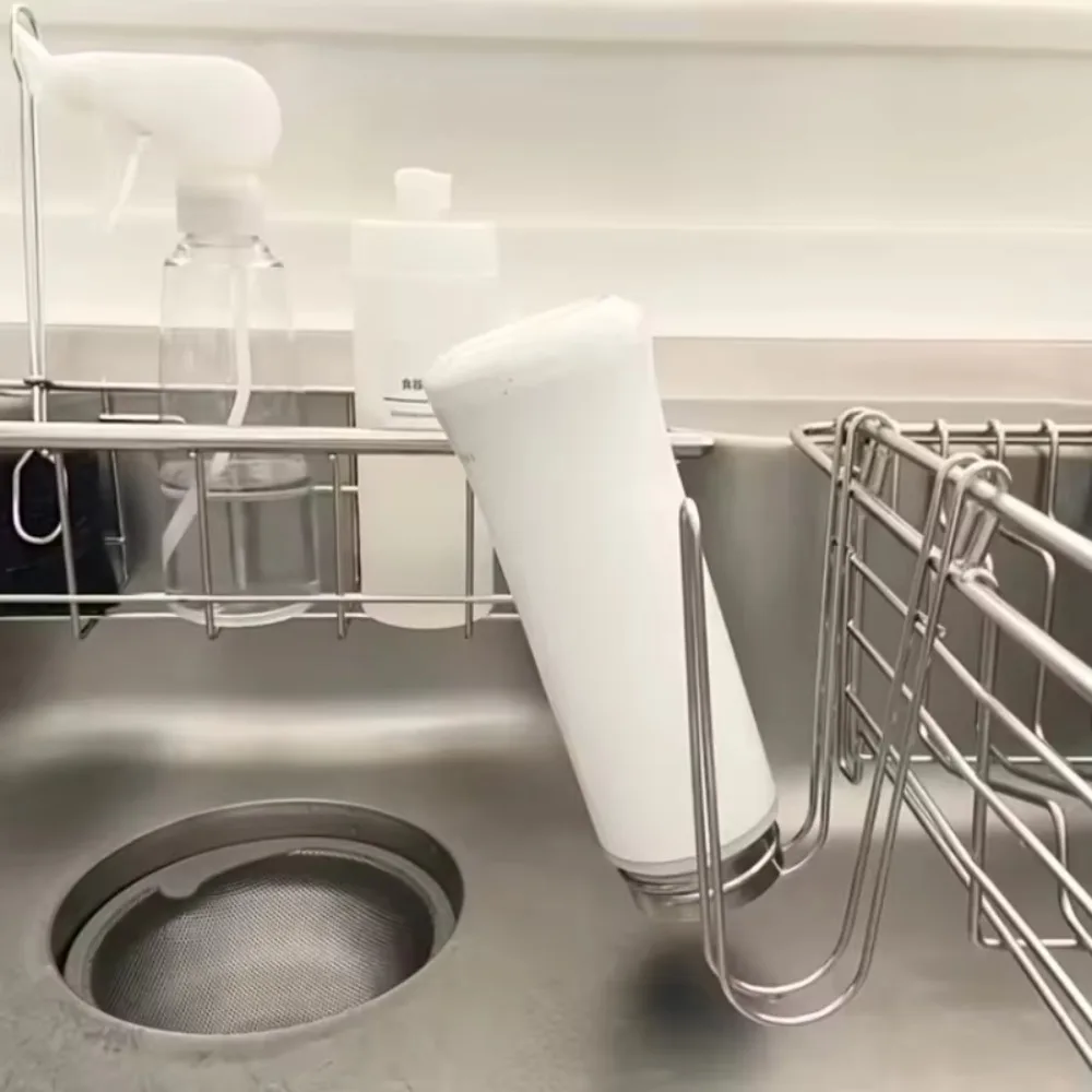 4PCS U Shape Hanging Cup Drying Hook Bold Stainless Steel Sink Side Bottle Draining Rack Space Saving Corrosion-resistant