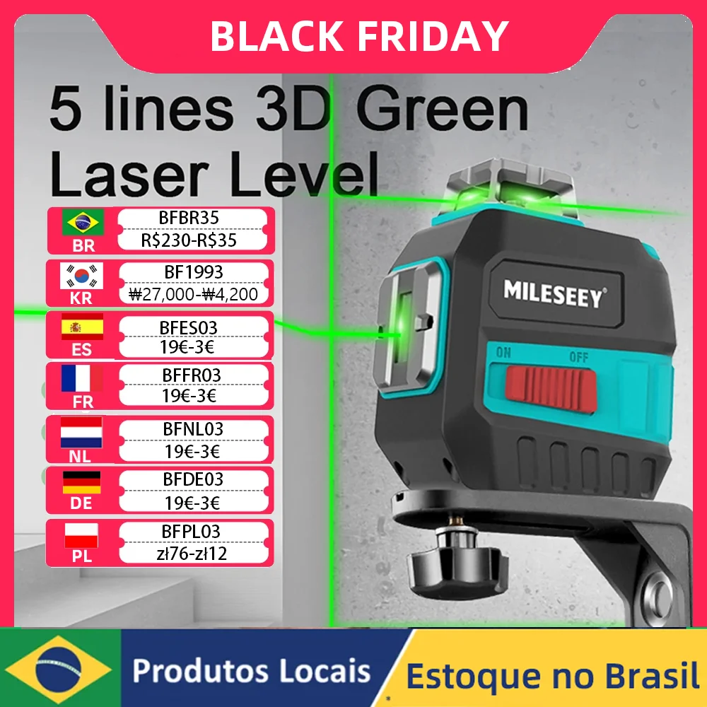 MiLESEEY 5 Lines 3D Green Laser Level Horizontal And Vertical Laser Leveling Device Nivel Laser Professional Laser Lines