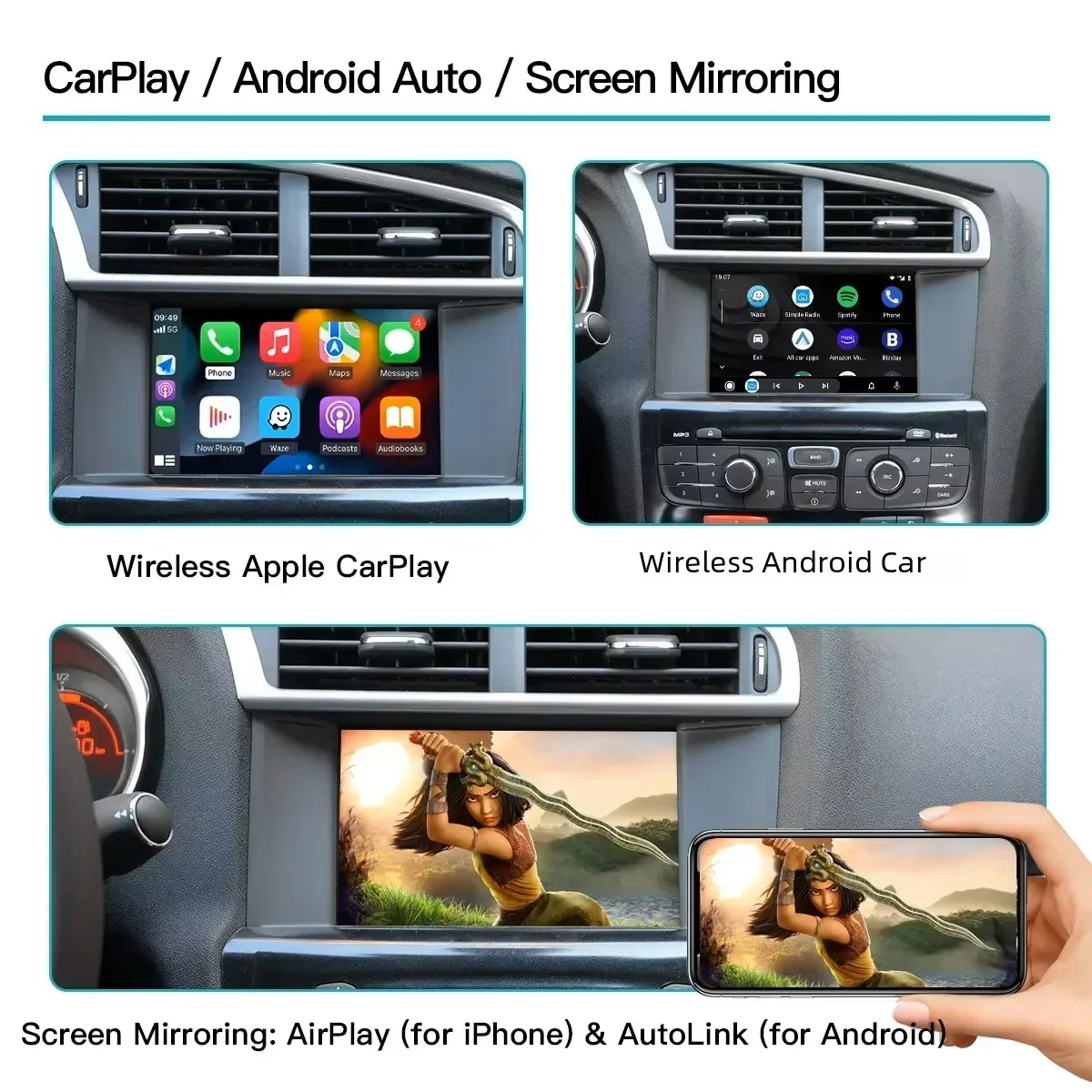 New Upgrade Wireless Carplay Android Auto Module For Peugeot 208 308 508 3008 Citroen C4 DS3 DS4 DS5 SMEG MRN Mirror Link Module