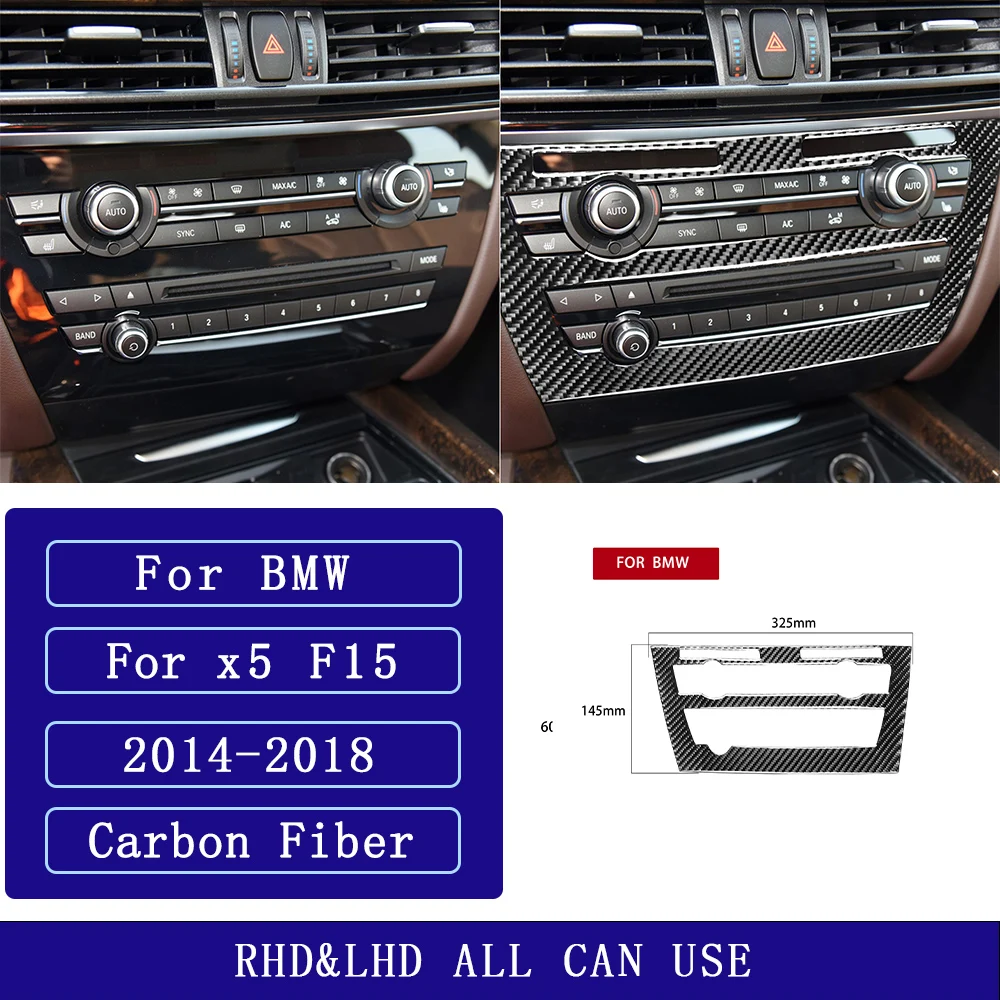 For BMW X5 F15 2014-2018 Carbon Fiber Central radio AC CD control Panel Trim Cover Car Accessories Interior Decorative Stickers