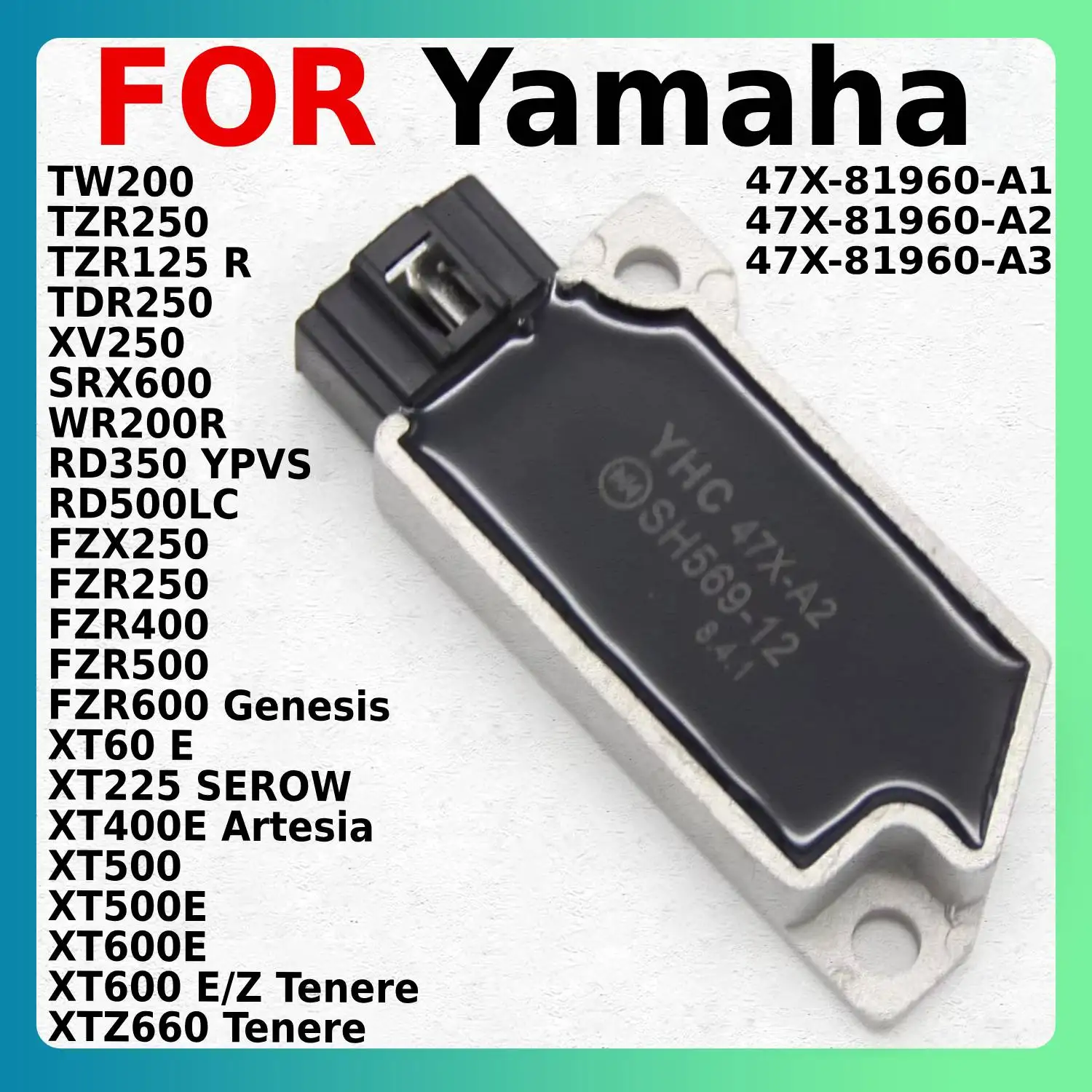 

Motorcycle Voltage Regulator Rectifier For Yamaha TW200 XT600E FZX250 FZR600 FZR500 RD500LC TZR250 XT500 WR200R 47X-81960-A1