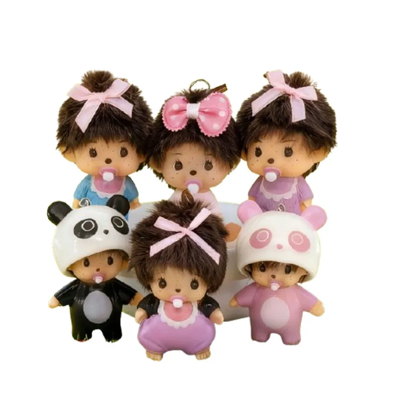 

for Mini Monchhich Keychain Figurines Cute Monchchi Desktop Ornaments Sitting Monkiki Dashboard Decoration Figurine Figure