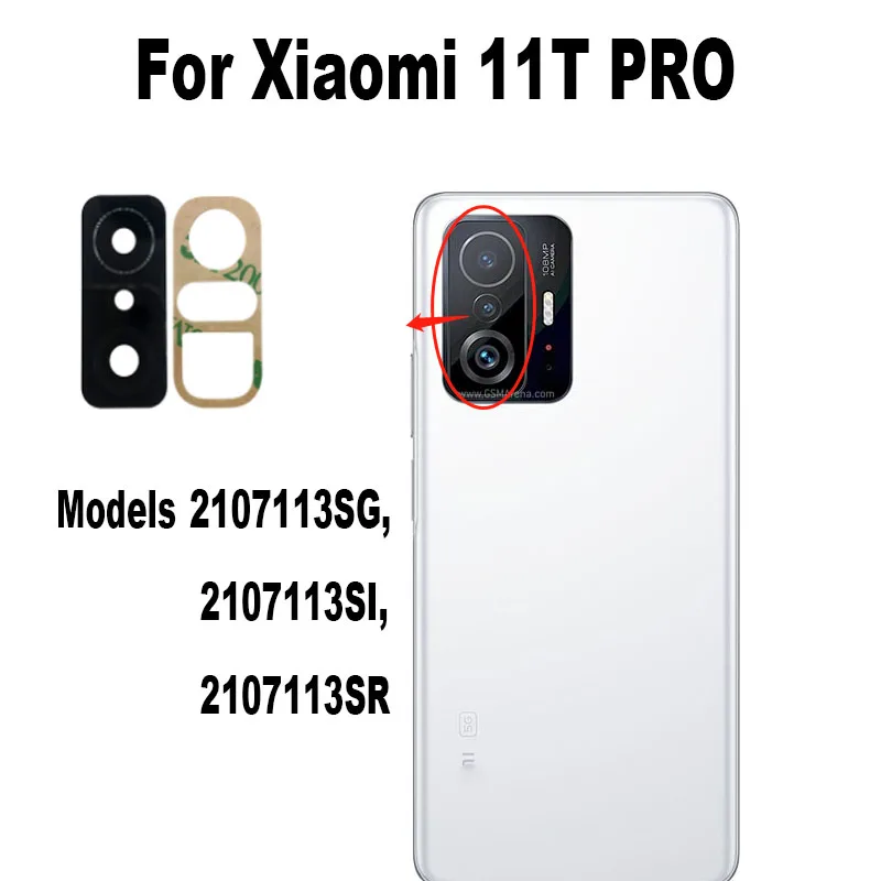 Nuovo per Xiaomi 11T Pro 5G copriobiettivo posteriore in vetro per fotocamera posteriore con adesivo adesivo per colla per telaio