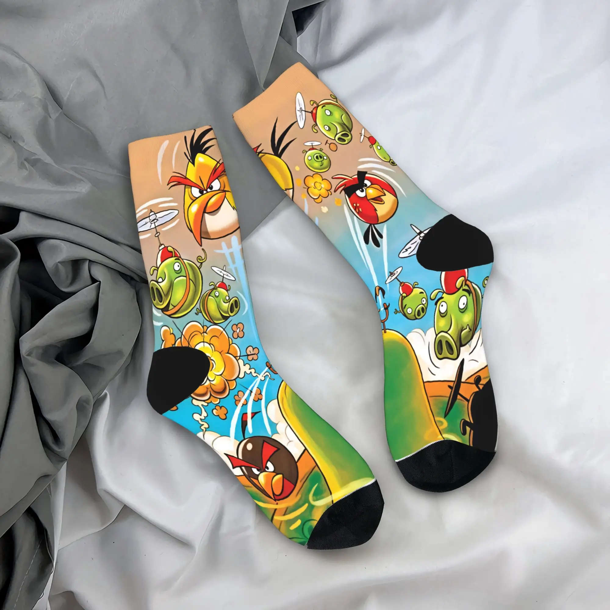 Birds Game Stockings  Retro Socks Couple Soft Breathable Socks Winter Running Sports Design Non-Slip Socks Gift