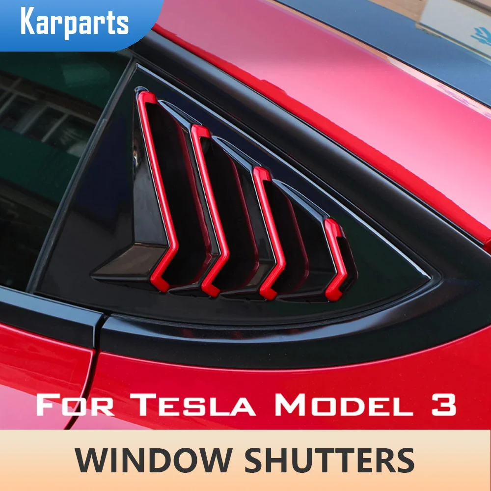 

2Pcs/set Car Rear Window Shutters Blinds Window Shade Trim for Tesla Model 3 2016 2017 2018 2019 2020 2021 Styling Accessories