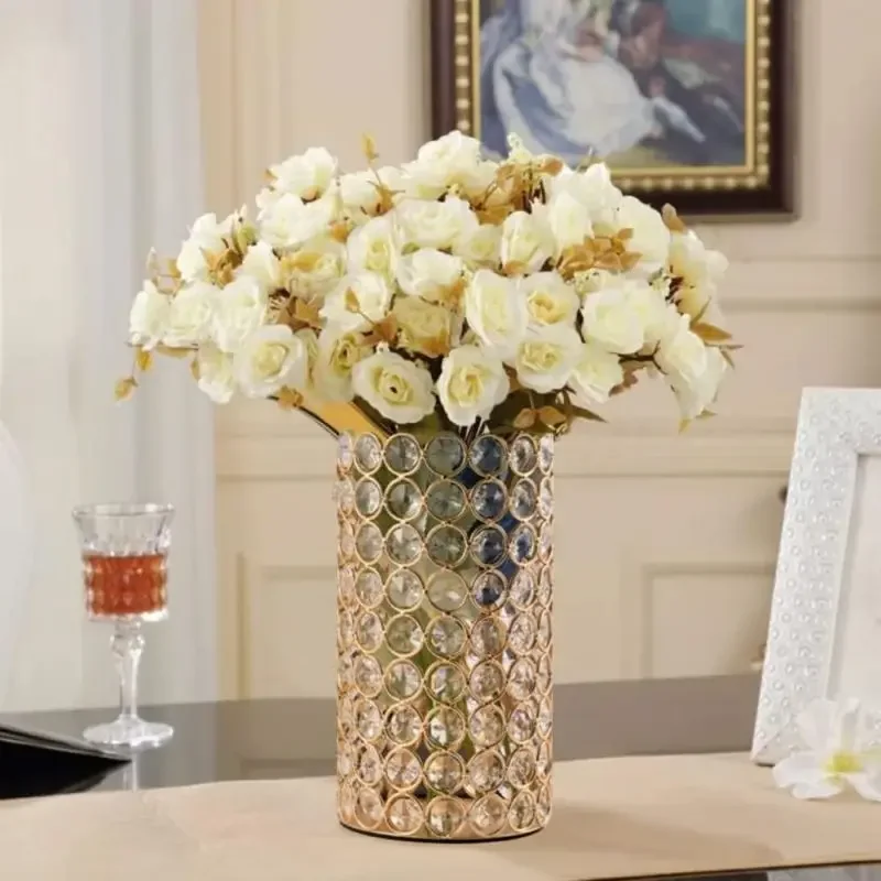Crystal Glass Flower Vase For Wedding Centerpieces, Luxury Plant Pot Living Room Home Hotel Dining Table Decor